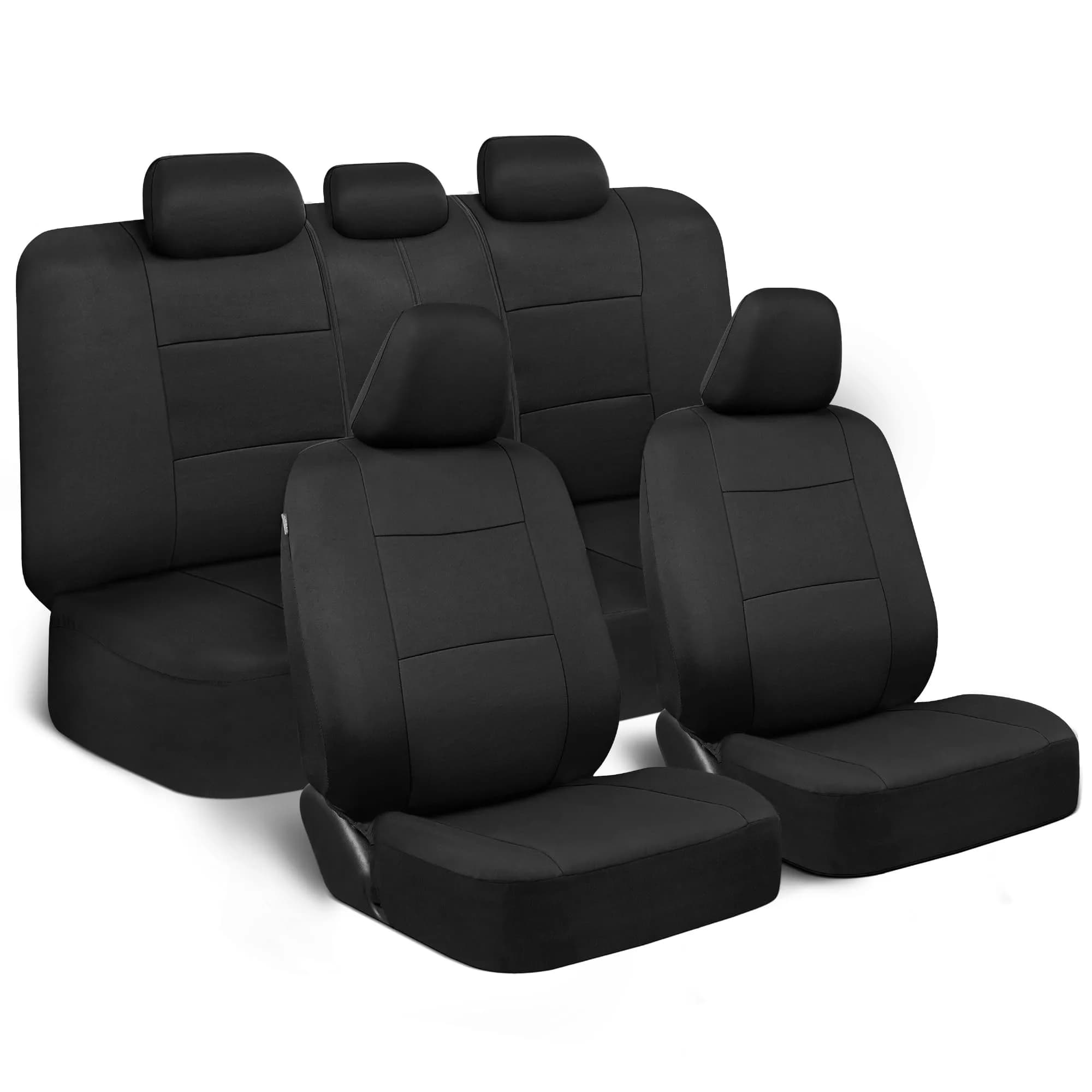 BDK PolyPro Car Seat Covers Full Set in Solid Black | Universal Fit, Easy Install & All-Season Comfort
