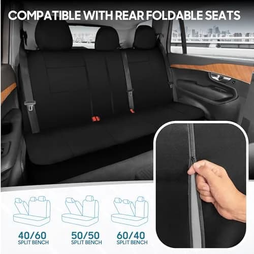 BDK PolyPro Car Seat Covers Full Set in Solid Black | Universal Fit, Easy Install & All-Season Comfort thumbnail 4