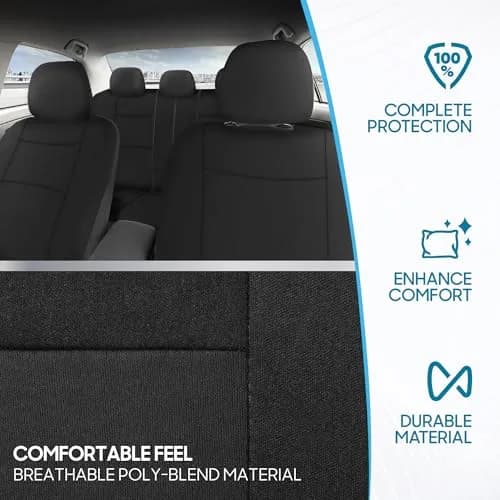 BDK PolyPro Car Seat Covers Full Set in Solid Black | Universal Fit, Easy Install & All-Season Comfort thumbnail 5
