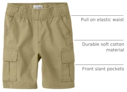 The Children's Place Boys Cargo Shorts Flax Single 4S | Slim Fit, Durable Cotton, Pull-On Style thumbnail 4