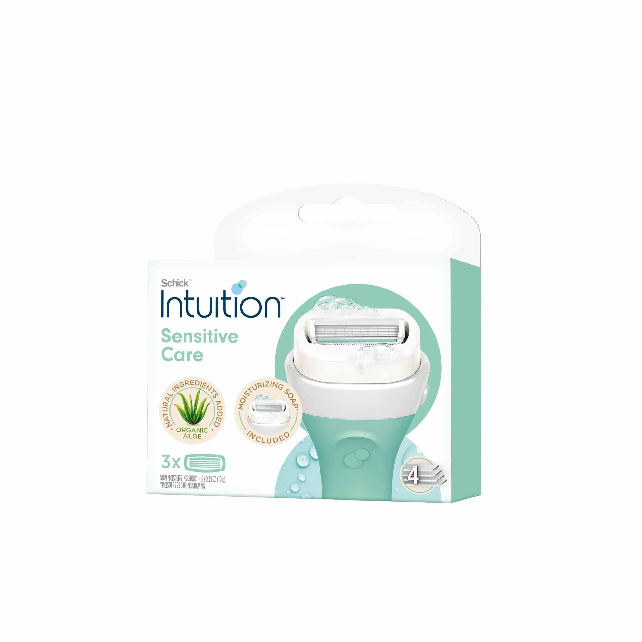 Schick Intuition Sensitive Care Razor Blade Refill Cartridges, 3 Count (Pack of 1) | 4 Blades, Aloe & Vitamin E, Fits Venus Handles — Premium pack