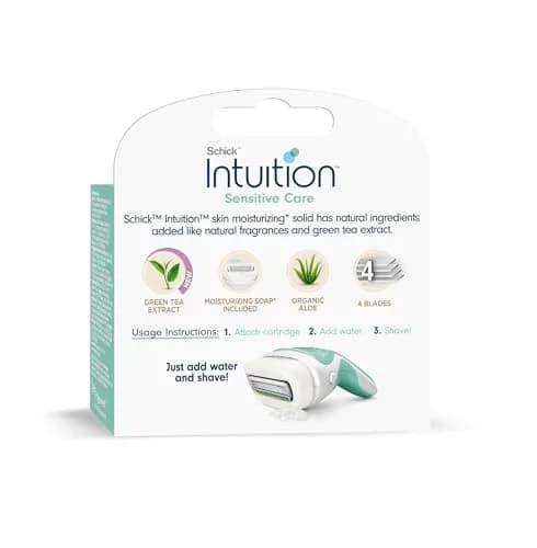 Schick Intuition Sensitive Care Razor Blade Refill Cartridges, 3 Count (Pack of 1) | 4 Blades, Aloe & Vitamin E, Fits Venus Handles thumbnail 2