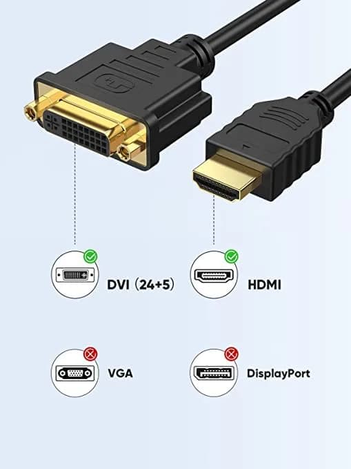 CableCreation HDMI to DVI Cable 15cm (0.5 ft) | Bi-Directional 1080P Converter thumbnail 8