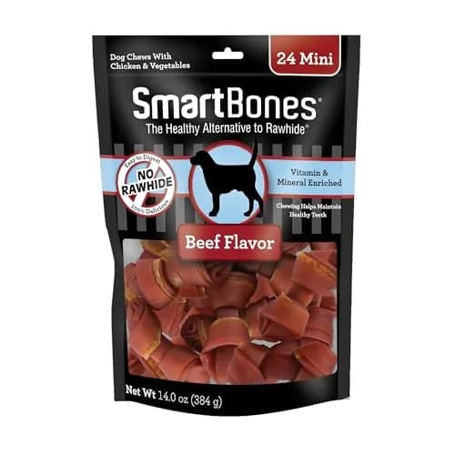 SmartBones Mini Bones Rawhide-Free Dog Treat, With Real Beef, 24 Count | Easy to Digest, Healthy Teeth, Made in Vietnam thumbnail 1