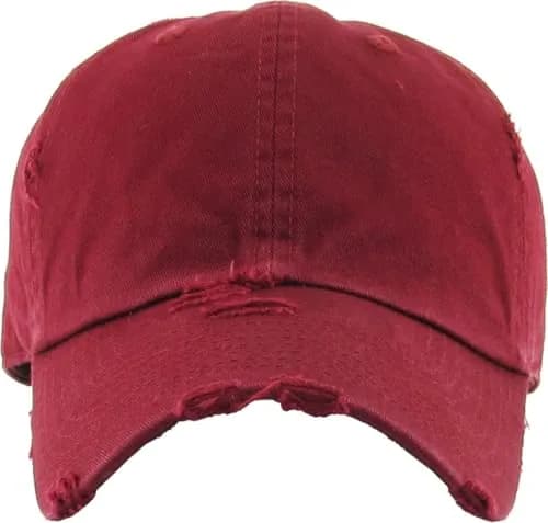 KBETHOS KBE-VINTAGE MAR Vintage Washed Cotton Baseball Cap, Maroon | Adjustable Low Profile Dad Hat thumbnail 2