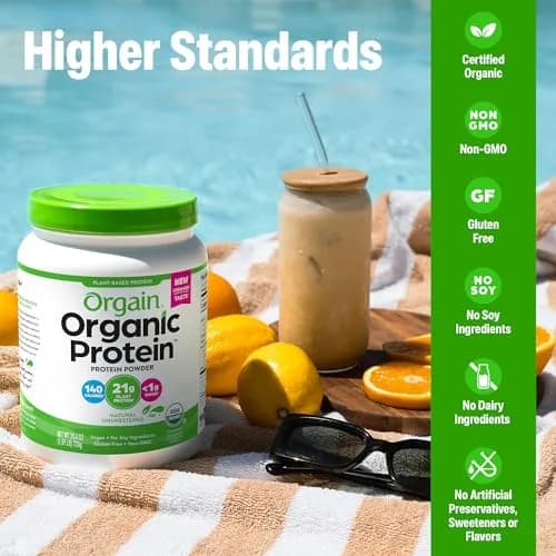 Orgain Organic Vegan Protein Powder Natural Unsweetened | 21g Plant Protein, 4g Prebiotic Fiber, 0g Sugar thumbnail 4