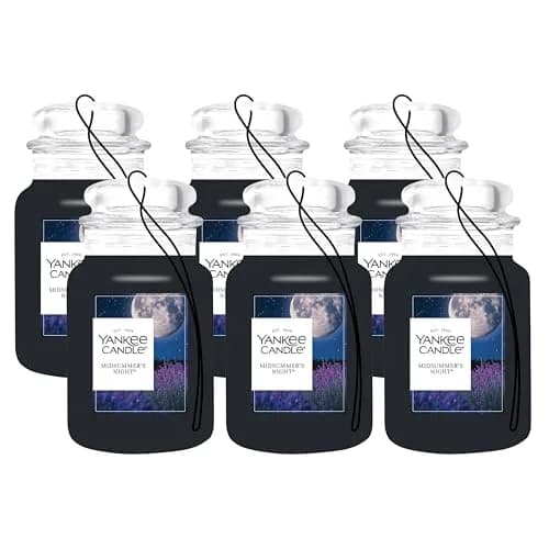 Yankee Candle Classic Paper Car Jar Air Freshener, Midsummer's Night Scent, Pack of 6 | Masculine Musk & Mahogany Cologne Fragrance thumbnail 1