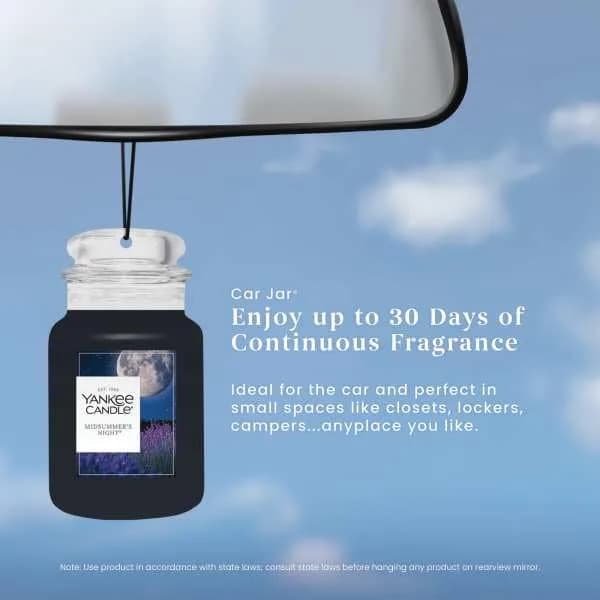 Yankee Candle Classic Paper Car Jar Air Freshener, Midsummer's Night Scent, Pack of 6 | Masculine Musk & Mahogany Cologne Fragrance thumbnail 5