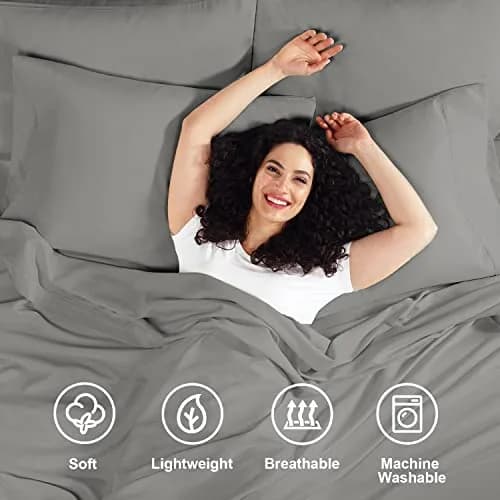 Empyrean California King Sheet Sets - 4 PC Microfiber Bed Sheets | Hotel Luxury Charcoal Gray thumbnail 2