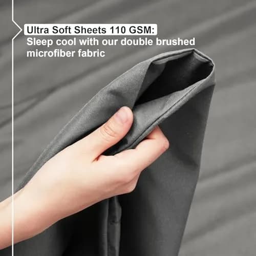 Empyrean California King Sheet Sets - 4 PC Microfiber Bed Sheets | Hotel Luxury Charcoal Gray thumbnail 3