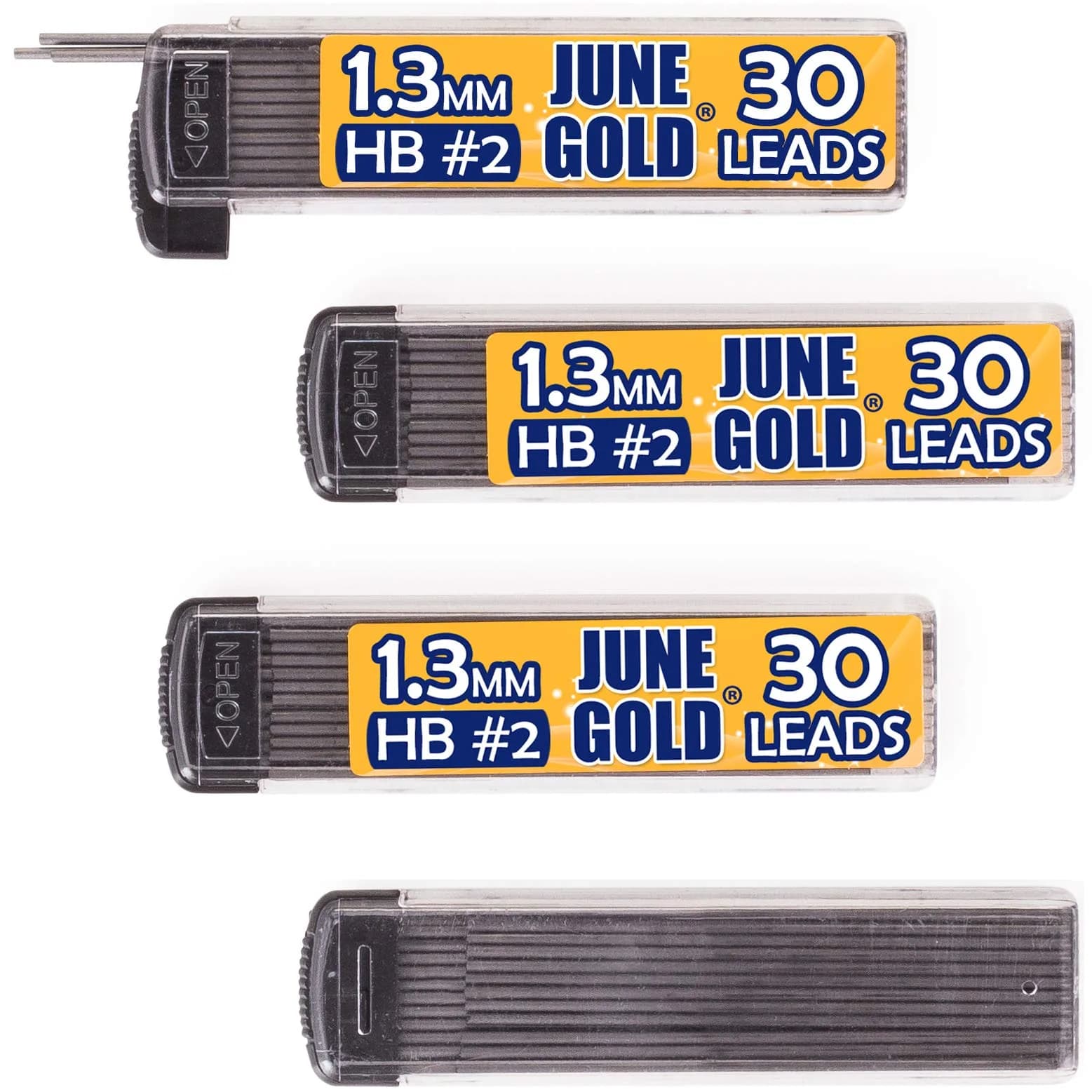 June Gold HB Graphite 1.3 mm Lead Refills, 120 Pieces - Smooth, Break-Resistant Writing - main product image