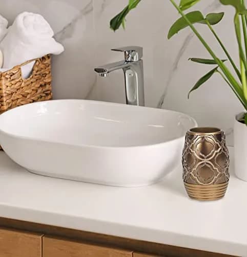 Popular Bath Spindle Collection Tumbler in Gold | Modern Bathroom Accessory (70-120 chars) thumbnail 4