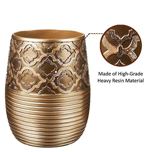 Popular Bath Waste Basket, Spindle Collection, Gold | Modern Bathroom Decor (70-120 chars) thumbnail 2