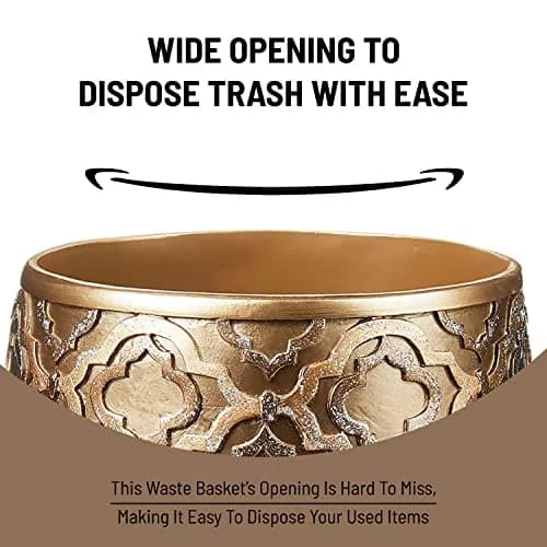 Popular Bath Waste Basket, Spindle Collection, Gold | Modern Bathroom Decor (70-120 chars) thumbnail 3