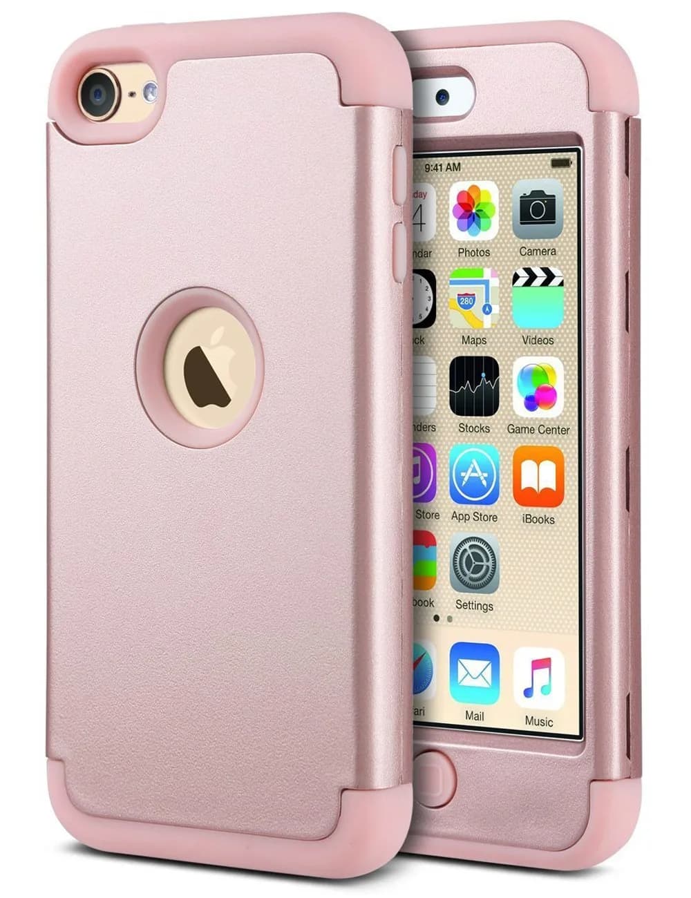 ULAK Compatible with iPod Touch 7/6/5 Case, Rose Gold | Heavy Duty Shockproof Hybrid Cover — Rose Gold