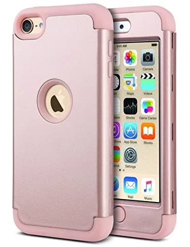 ULAK Compatible with iPod Touch 7/6/5 Case, Rose Gold | Heavy Duty Shockproof Hybrid Cover thumbnail 1