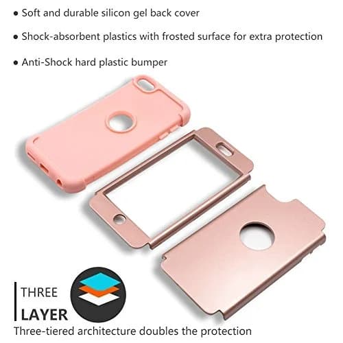 ULAK Compatible with iPod Touch 7/6/5 Case, Rose Gold | Heavy Duty Shockproof Hybrid Cover thumbnail 4