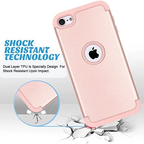 ULAK Compatible with iPod Touch 7/6/5 Case, Rose Gold | Heavy Duty Shockproof Hybrid Cover thumbnail 2