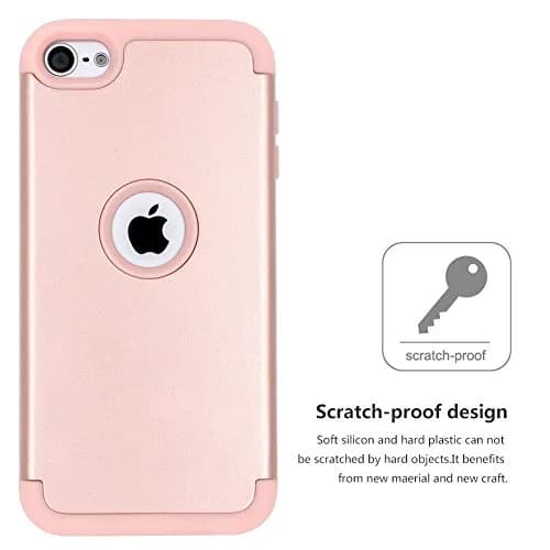 ULAK Compatible with iPod Touch 7/6/5 Case, Rose Gold | Heavy Duty Shockproof Hybrid Cover thumbnail 3