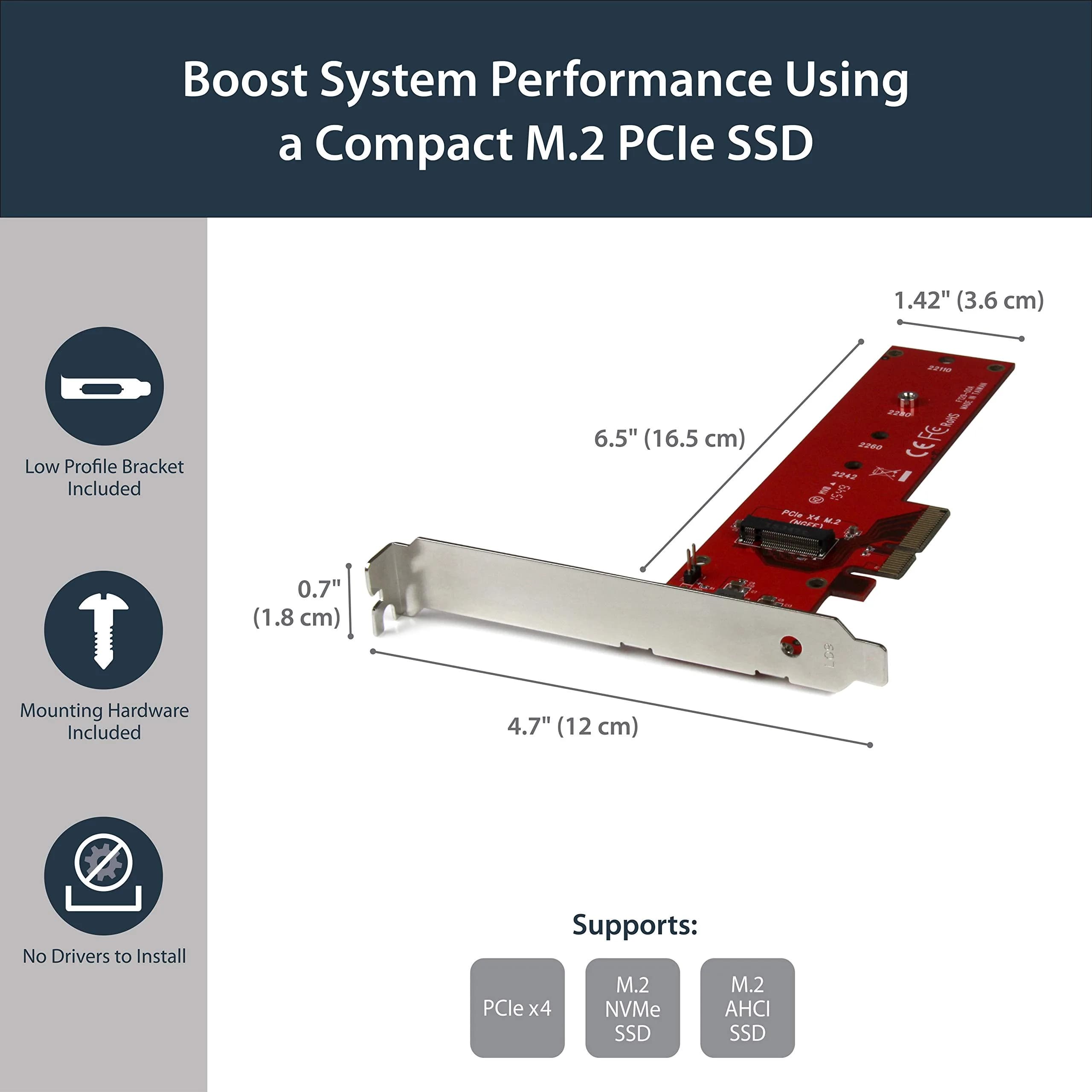 StarTech.com M.2 NVMe SSD Adapter Card PEX4M2E1 | PCIe 3.0 x4 to M.2 M-Key/NGFF Adapter - view 3