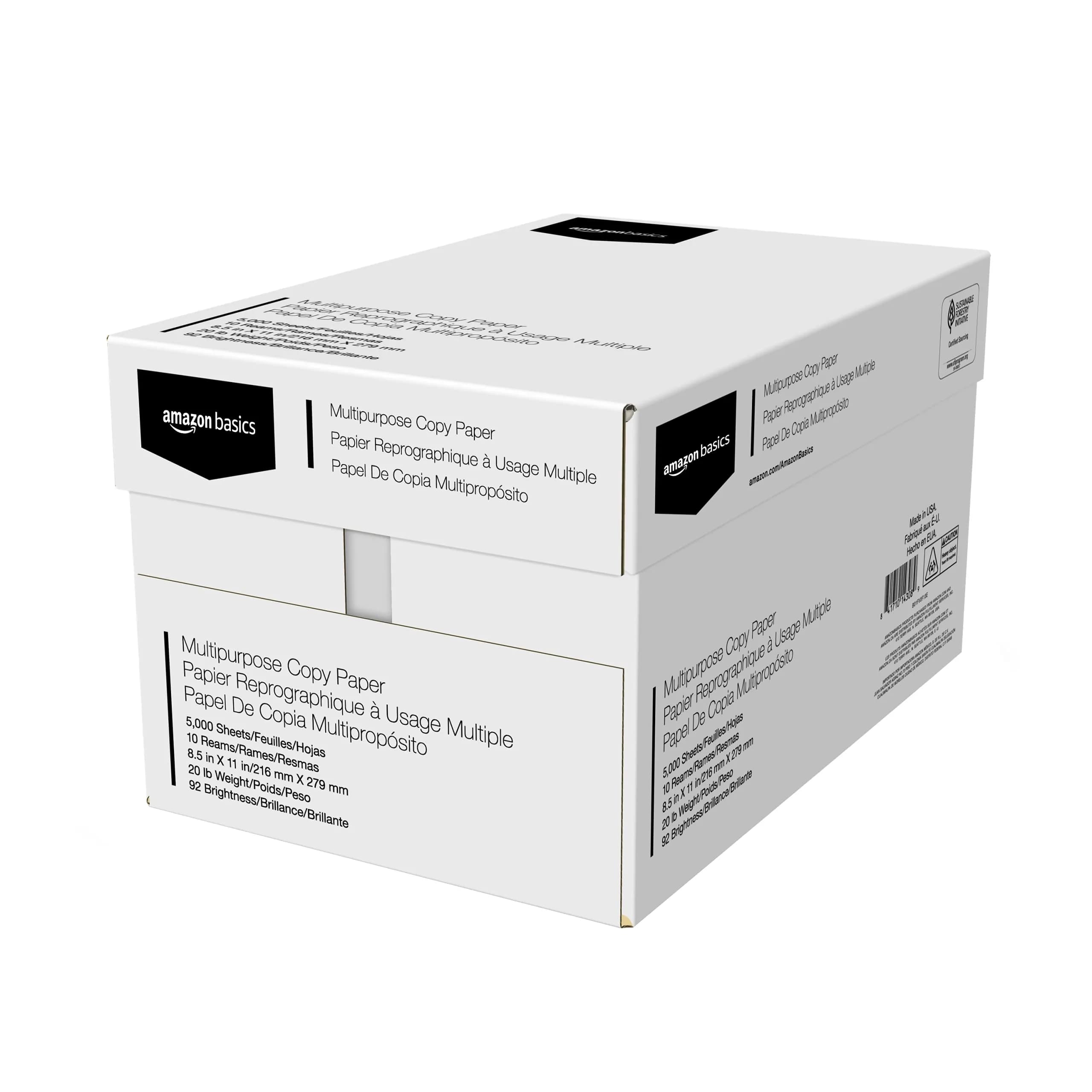 Amazon Basics Multipurpose Copy Printer Paper 8.5 x 11 Inches, 20 lb, 5000 Sheets (10 Reams) | Acid-Free for Fade Resistance - view 2