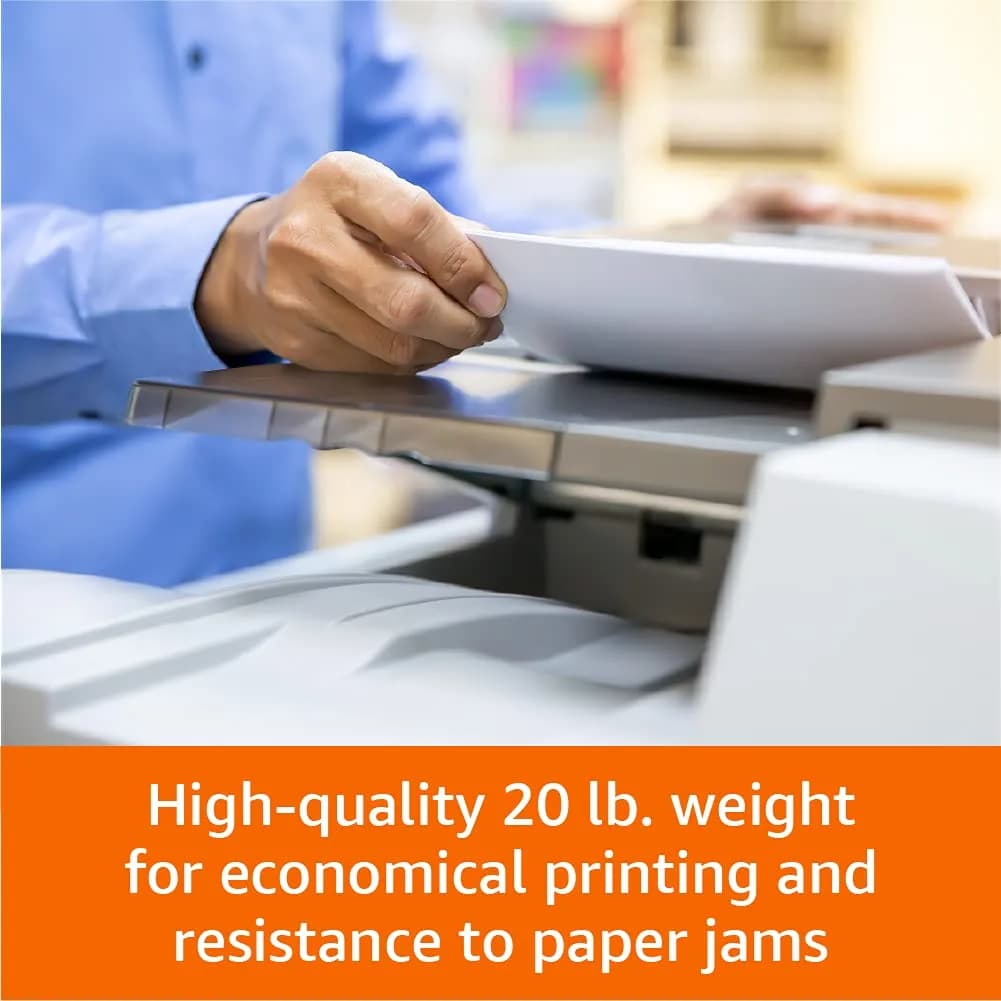 Amazon Basics Multipurpose Copy Printer Paper, 20 lb, 8.5 x 11 Inches, 2500 Sheets (5 Reams) | Acid-Free Paper for Crisp Printing - view 5