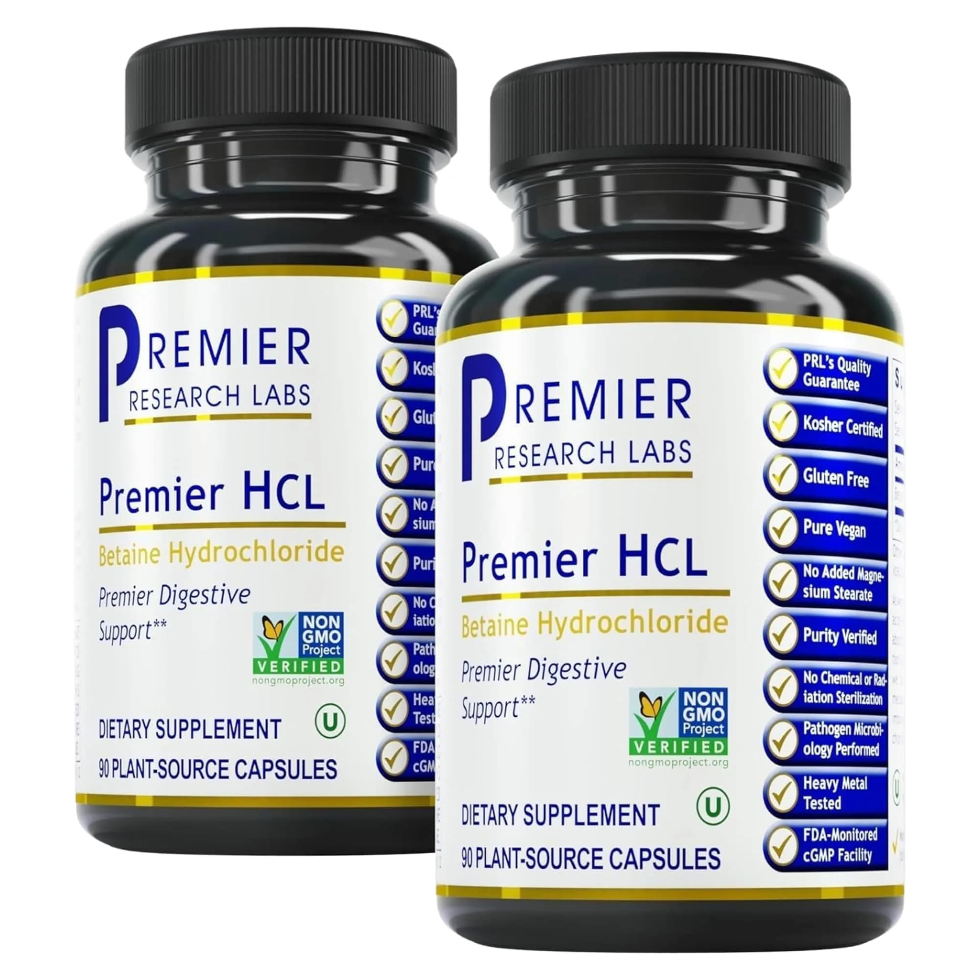 Premier Research Labs Premier HCL - 90 Vegetarian Capsules (2 Pack) | Supports Digestive Wellness & Nutrient Absorption - main product image