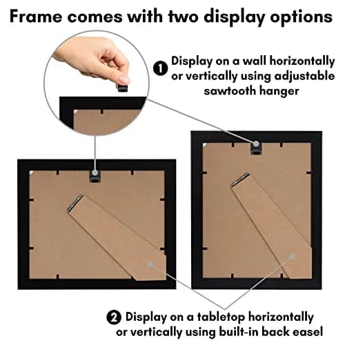 Americanflat 4x6 Double Picture Frame - Engineered Wood - Black | Versatile Wall & Tabletop Display thumbnail 5