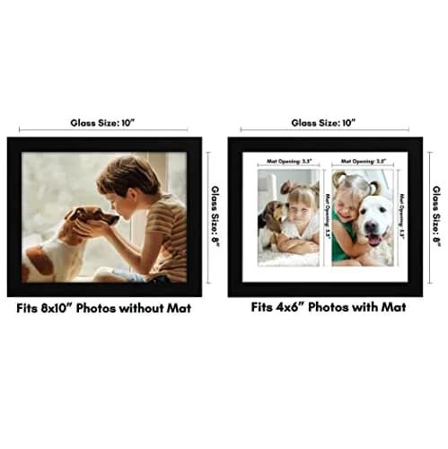 Americanflat 4x6 Double Picture Frame - Engineered Wood - Black | Versatile Wall & Tabletop Display thumbnail 2