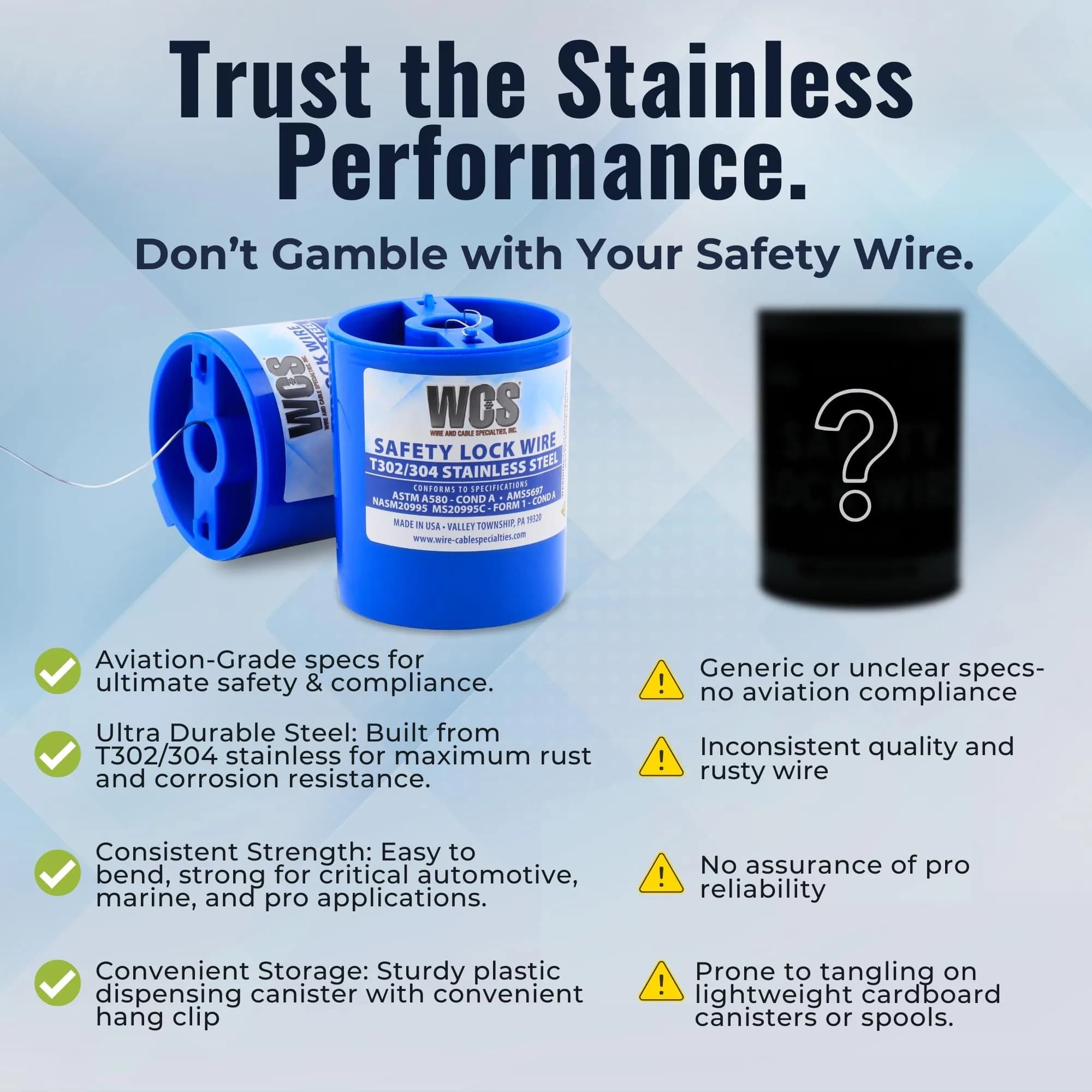 WCS .040 Stainless Steel Safety Lock Wire (1 lb / 0.45 kg) | NASM20995C MS20995C T302/304 ASTM A580 - view 5