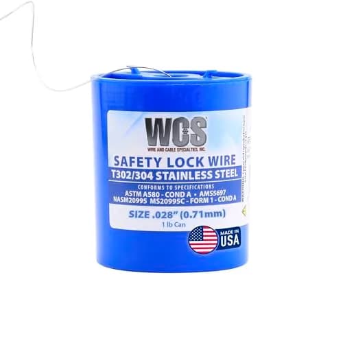 WCS .028 Stainless Steel Safety Lock Wire, T302/304, 0.45 kg (1 lb) | Corrosion-Resistant Mechanics Wire for Aircraft & Industrial Use thumbnail 1