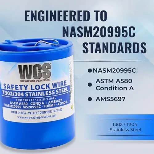 WCS .028 Stainless Steel Safety Lock Wire, T302/304, 0.45 kg (1 lb) | Corrosion-Resistant Mechanics Wire for Aircraft & Industrial Use thumbnail 2