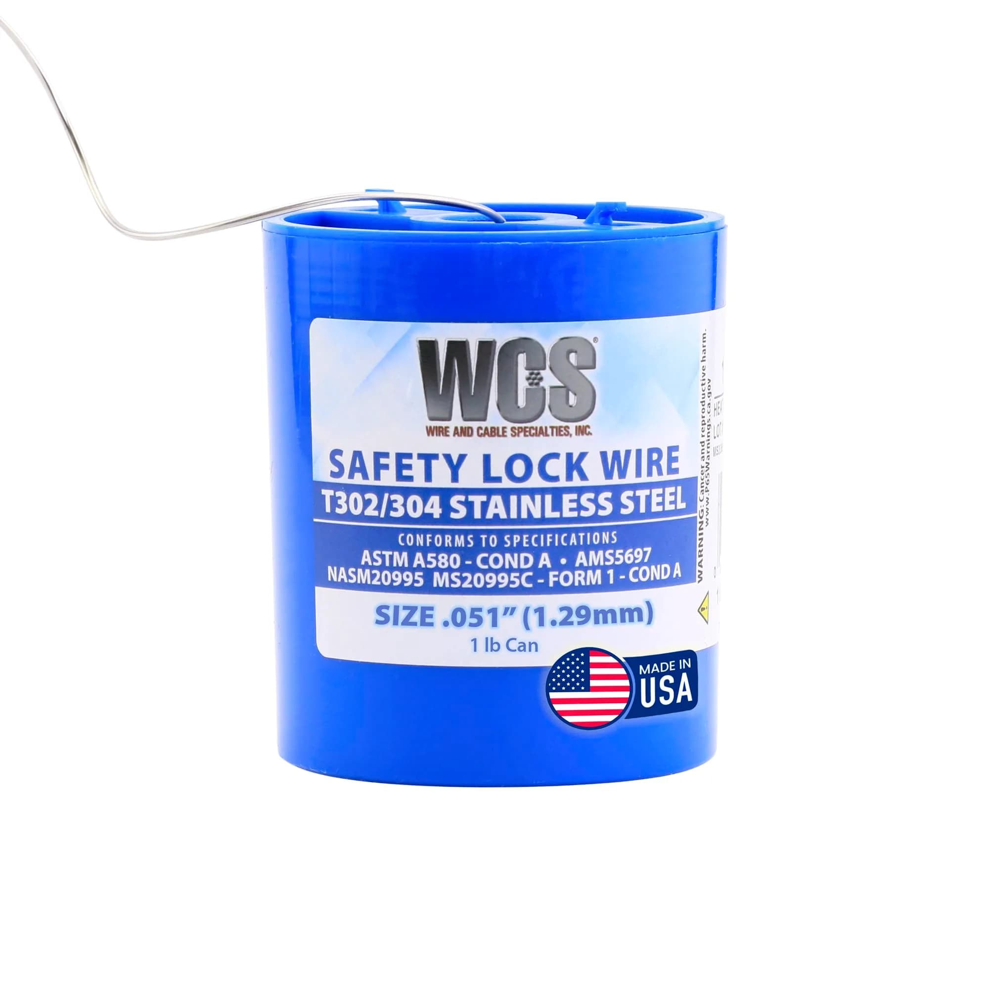 WCS .051 Inch Stainless Steel Safety Lock Wire, 1 lb Dispenser Can - Aircraft & Automotive Use - main product image