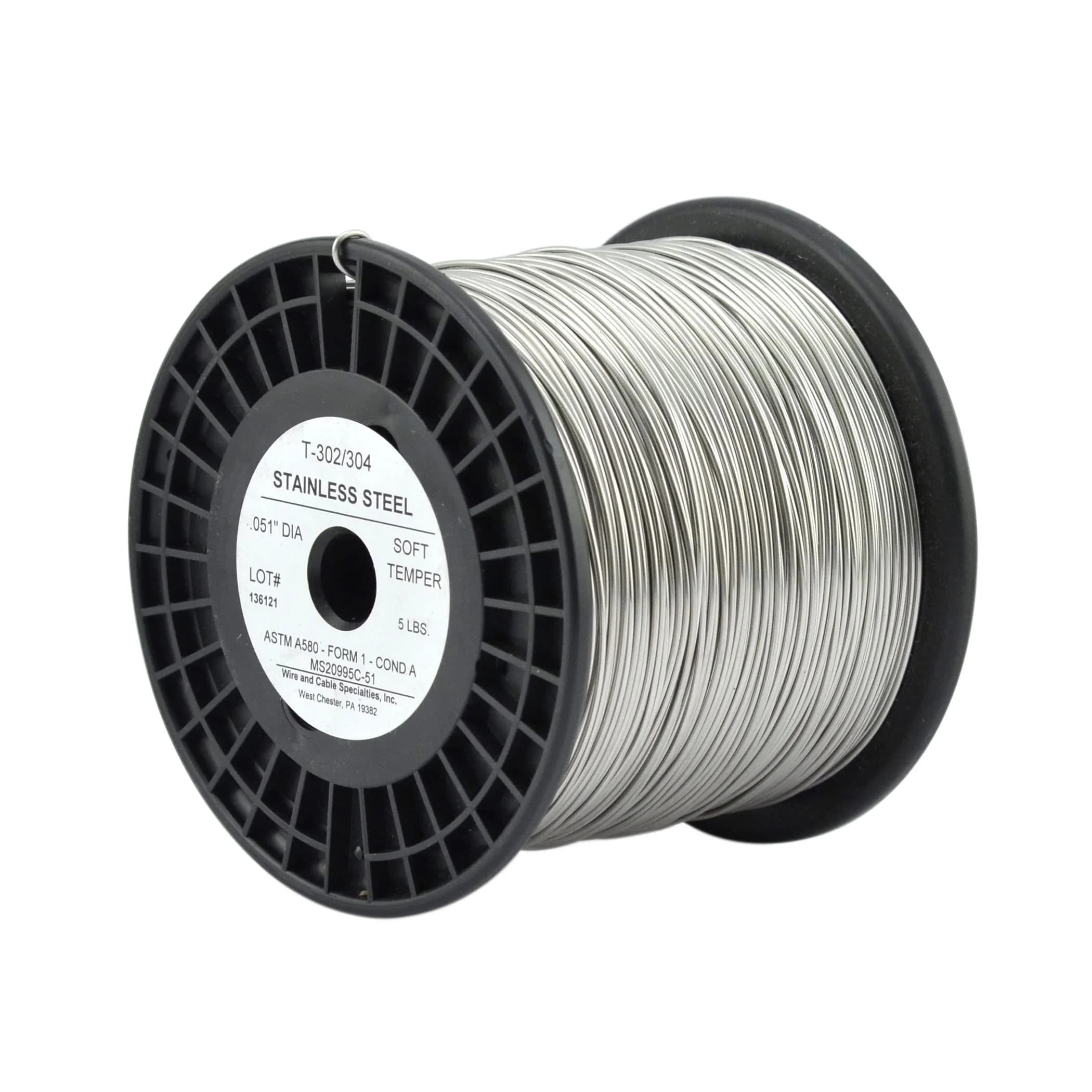 WCS .051" Stainless Steel Safety Lock Wire, 5 lb Dispenser Can - Corrosion-Resistant Mechanics Wire - main product image