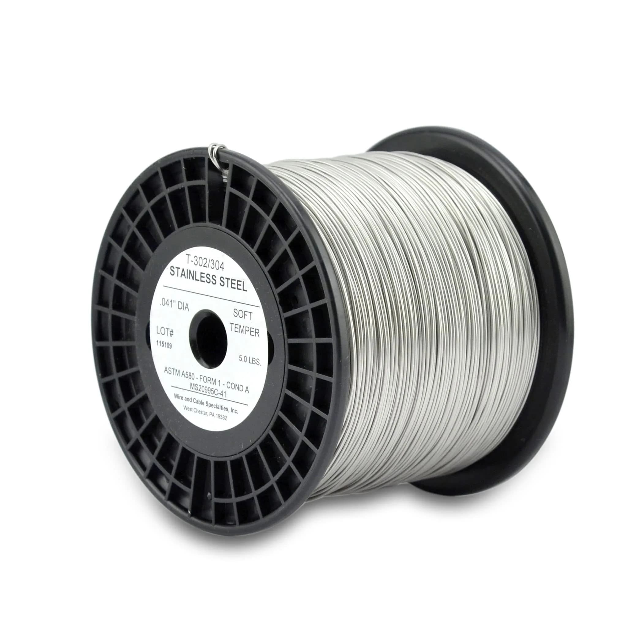 WCS .041 inch Stainless Steel Safety Lock Wire, 5 lb Dispenser Can | Corrosion-Resistant Mechanics Wire - main product image