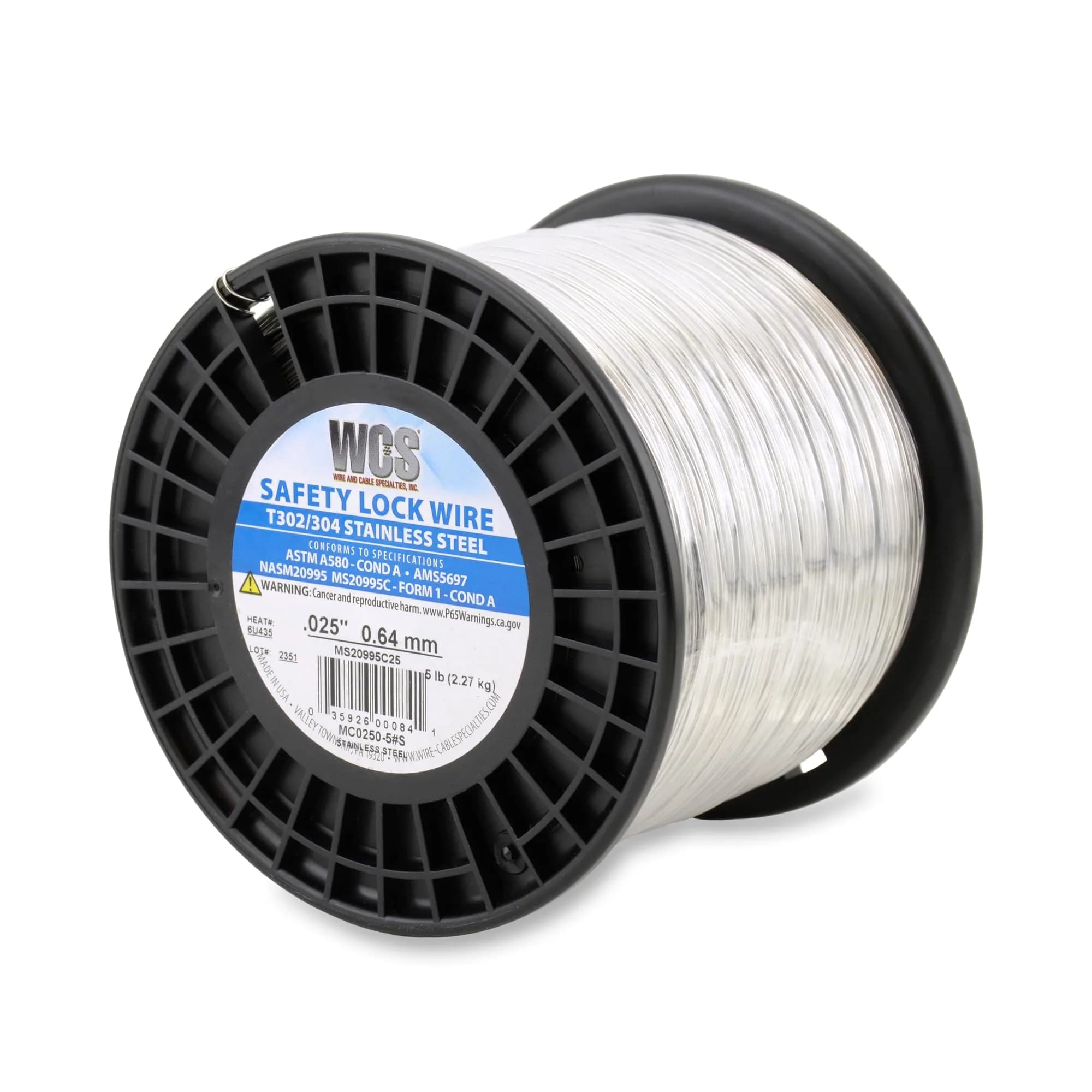 WCS .025 Inch Stainless Steel Safety Lock Wire, 5 lb Dispenser Can - main product image