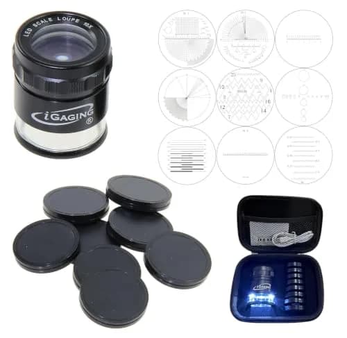 iGaging Stand Measuring Magnifier Comparator 10X Power with 9 Reticles & 7 LED Lights | Precision Glass Lens thumbnail 5
