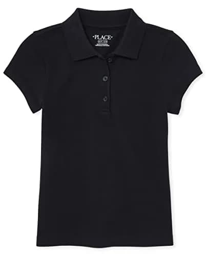 The Children's Place Girl's Short Sleeve Pique Polo Black 5/6 | Classic School & Casual Style thumbnail 1