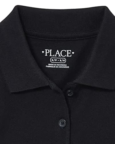 The Children's Place Girl's Short Sleeve Pique Polo Black 5/6 | Classic School & Casual Style thumbnail 2
