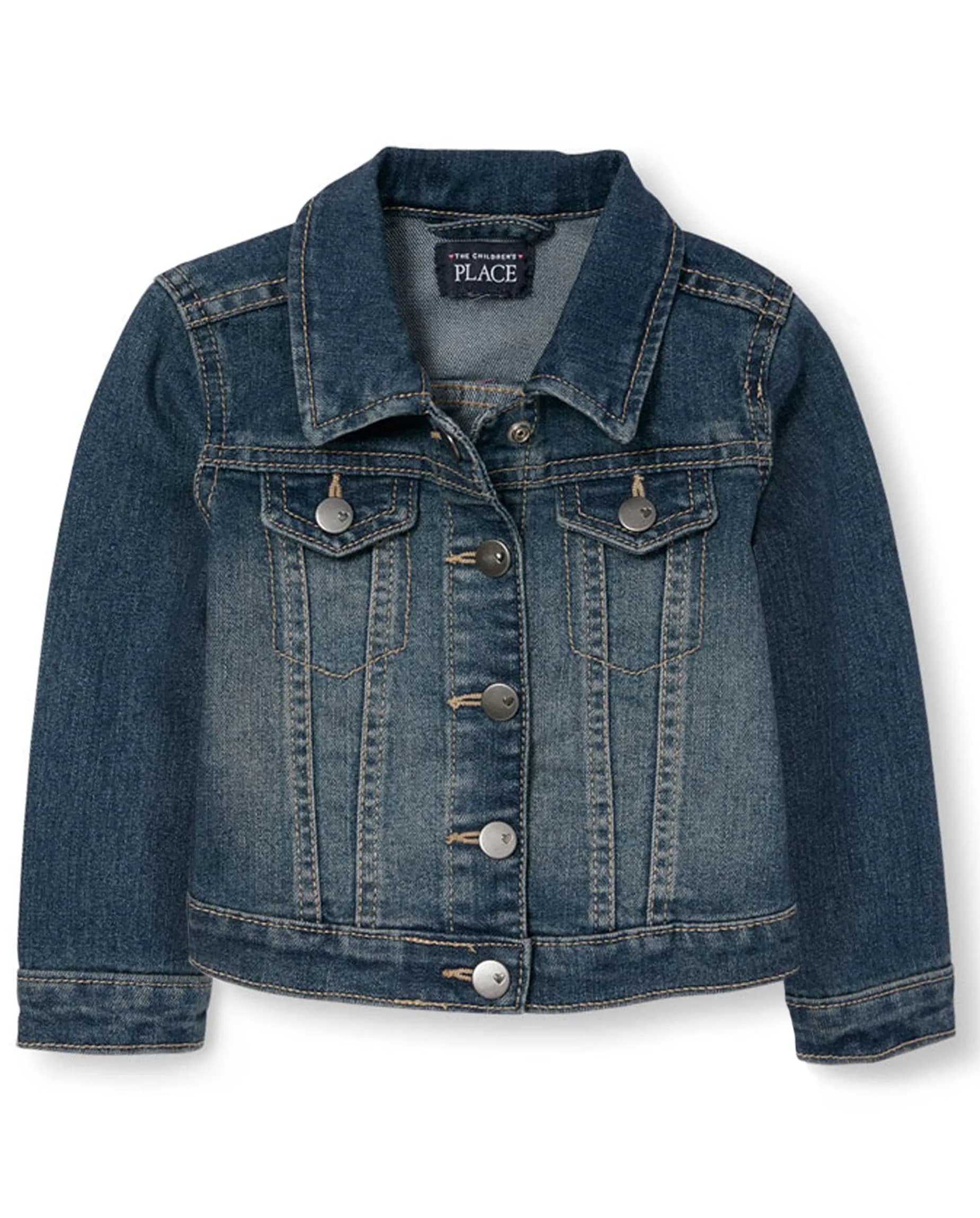 The Children's Place Baby Girls & Toddler Girls Basic Denim Jacket 18-24 Months | Classic Blue, Cotton Blend