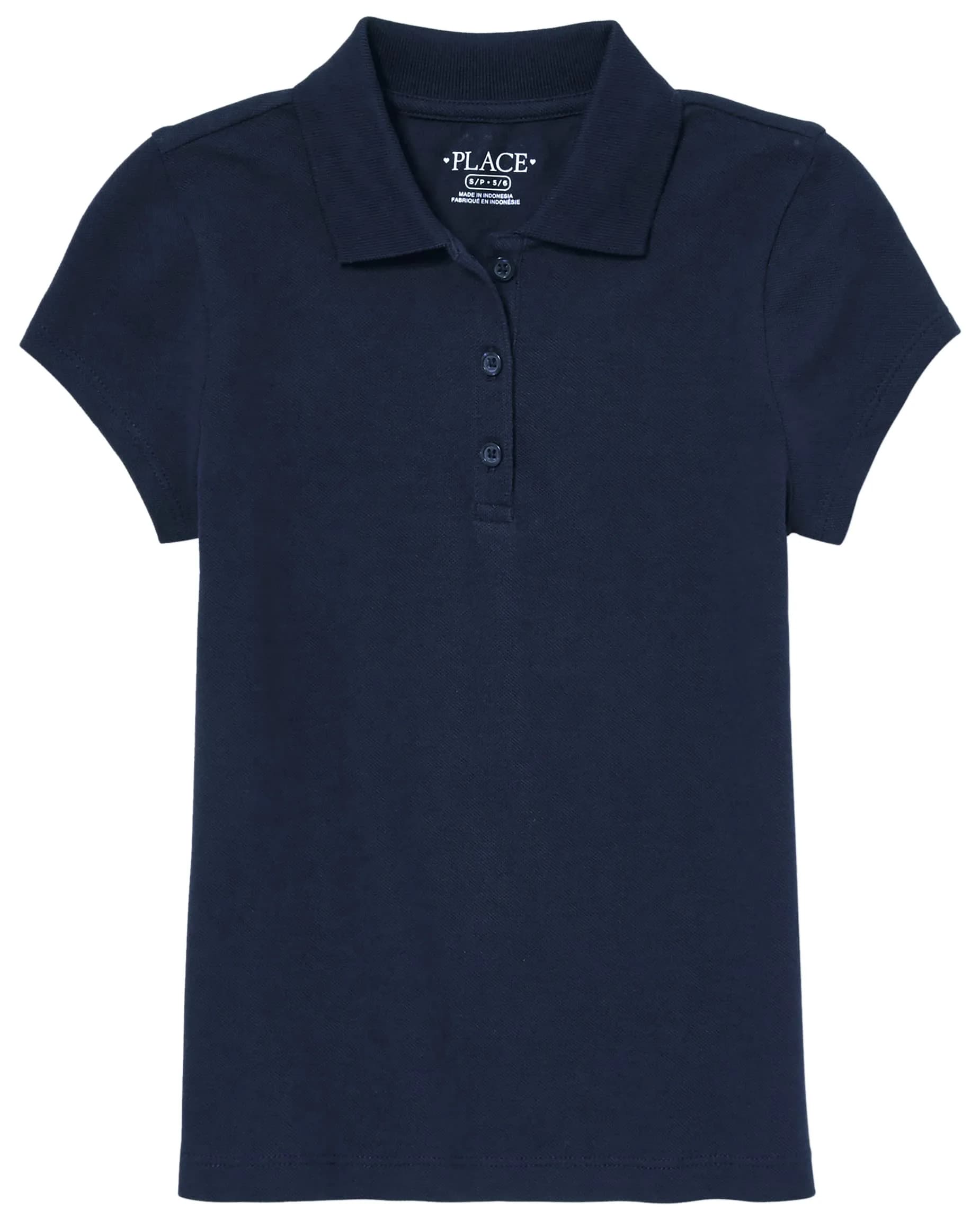 The Children's Place Girl's Short Sleeve Pique Polo Tidal Large | Classic Cotton Blend Comfort — Tidal