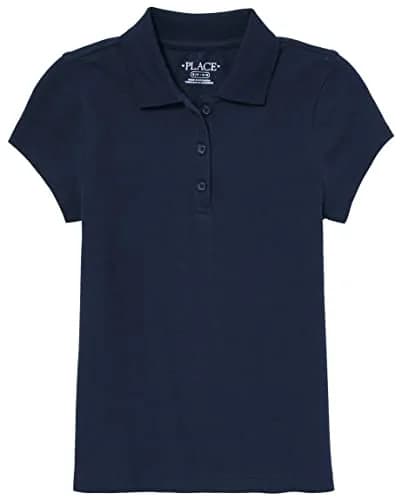 The Children's Place Girl's Short Sleeve Pique Polo Tidal Large | Classic Cotton Blend Comfort thumbnail 1
