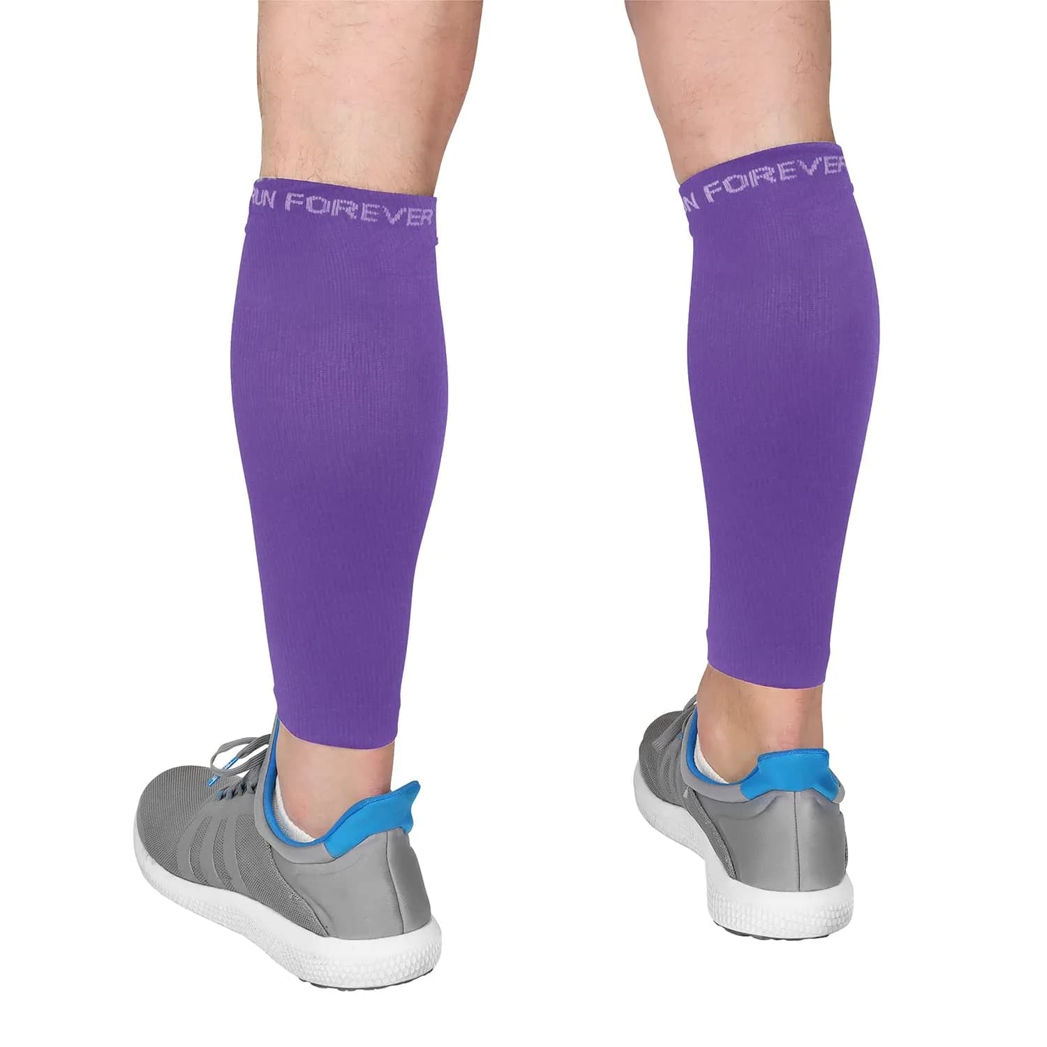 Run Forever Large Purple Calf Compression Sleeve | 20-30mmHg Graduated Compression for Pain Relief & Recovery - main product image