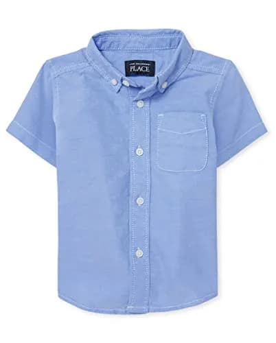 The Children's Place Baby Boys & Toddler Boys Short Sleeve Button-Down Shirt Light Blue Oxford 4T | Casual Style thumbnail 1