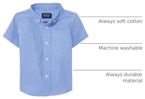 The Children's Place Baby Boys & Toddler Boys Short Sleeve Button-Down Shirt Light Blue Oxford 4T | Casual Style thumbnail 4