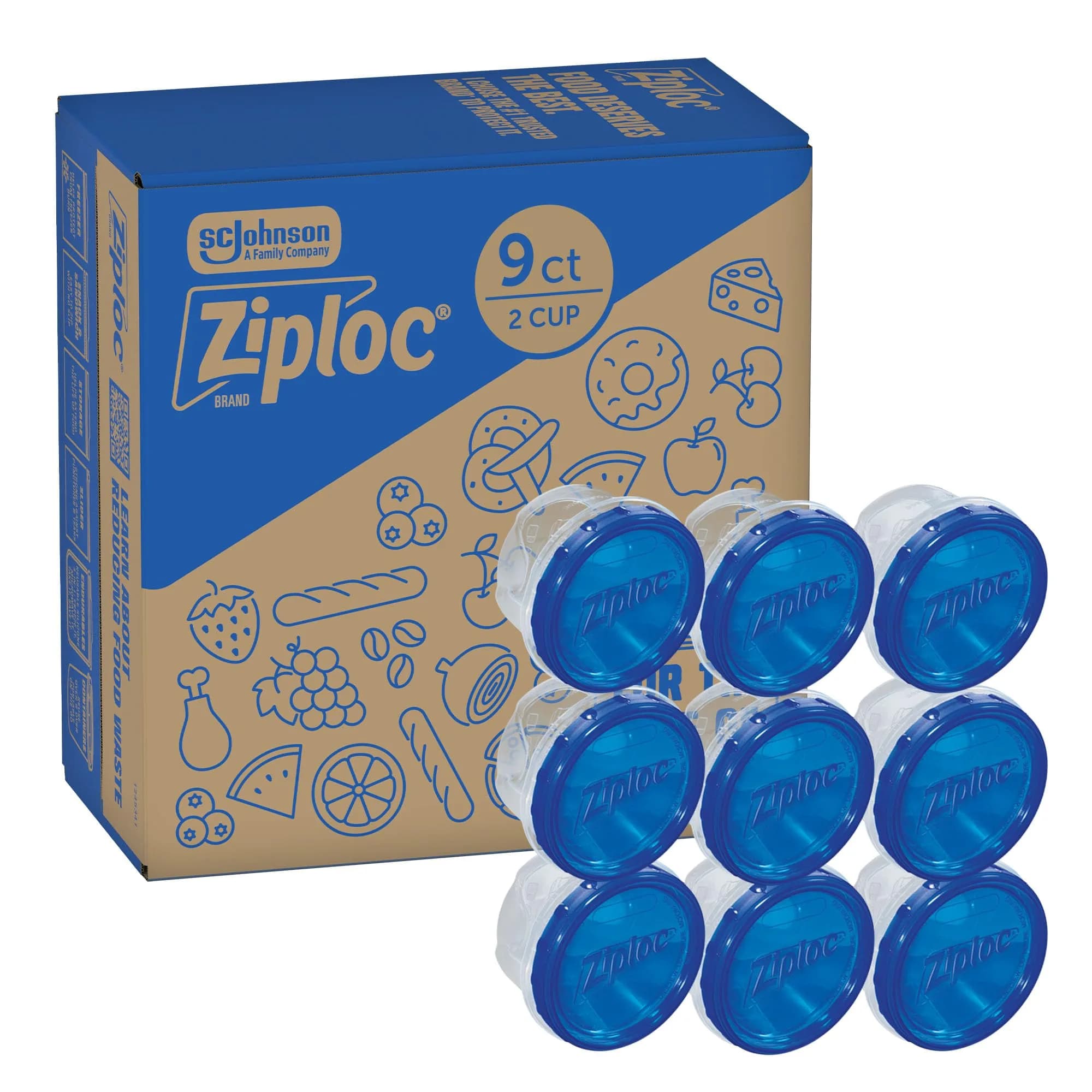 Ziploc Twist N Loc Leak-Proof Food Storage Containers, Small, 9 Count | BPA-Free, Stackable, Reusable — Clear