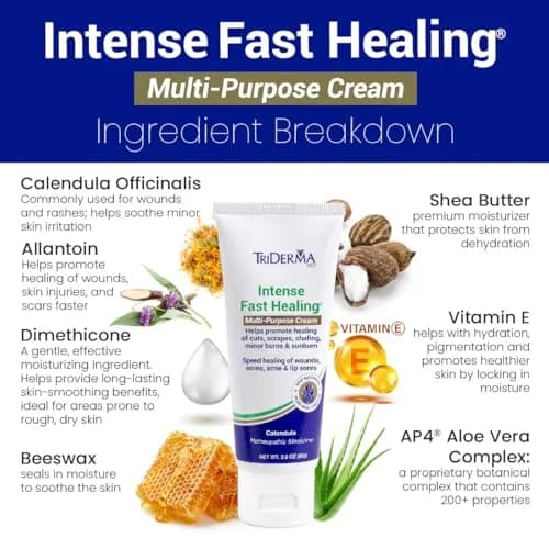 TriDerma Intense Fast Skin Healing Cream 2.2 oz | All-Purpose Skin Repair for Sensitive Skin thumbnail 5