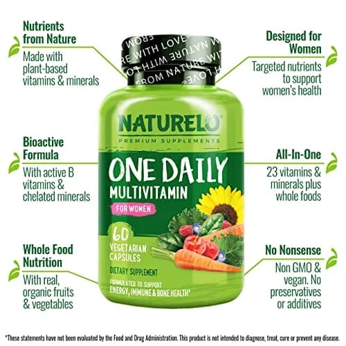 NATURELO One Daily Multivitamin for Women 60 Capsules | Plant-Based, Vegan, Non-GMO, Gluten-Free thumbnail 2