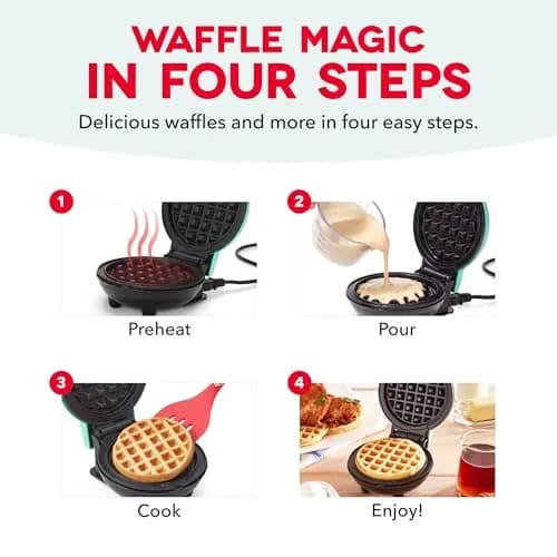 DASH Mini Waffle Maker 4-Inch Silver | Compact Electric Waffle Iron for Dorms & RVs thumbnail 6