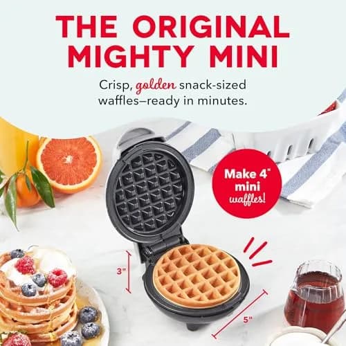 DASH Mini Waffle Maker 4-Inch Silver | Compact Electric Waffle Iron for Dorms & RVs thumbnail 2